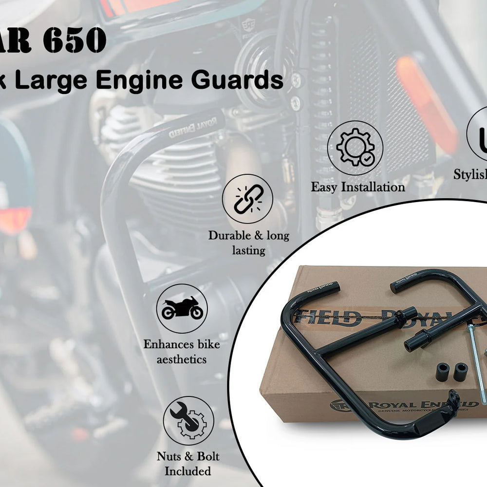 LARGE ENGINE GUARD (BLACK) FIT FOR ROYAL ENFIELD BEAR 650
