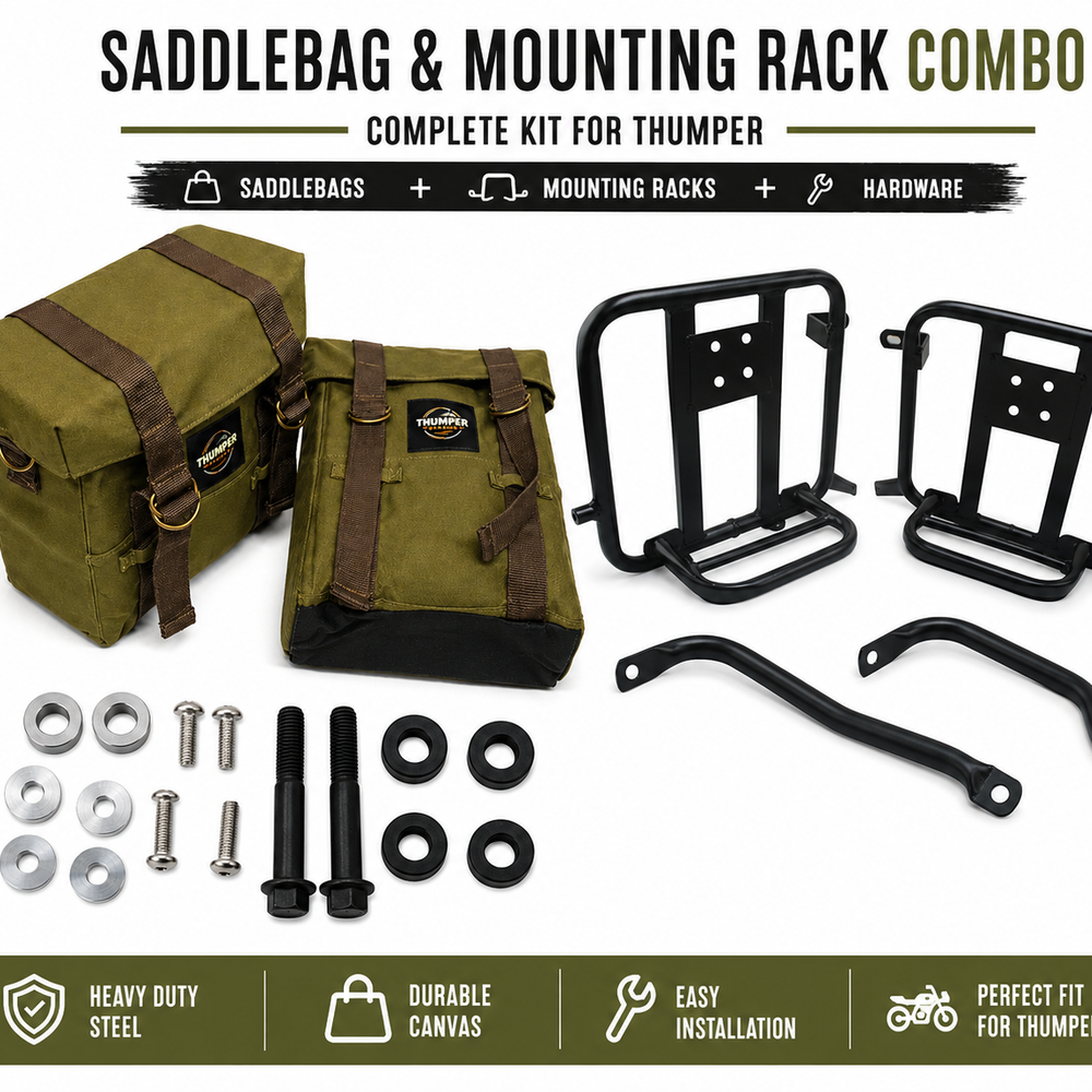 OLIVE MILITARY PANNIER BAGS AND SADDLE STAY FIT FOR ROYAL ENFIELD HUNTER 350