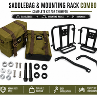OLIVE MILITARY PANNIER BAGS AND SADDLE STAY FIT FOR ROYAL ENFIELD HUNTER 350