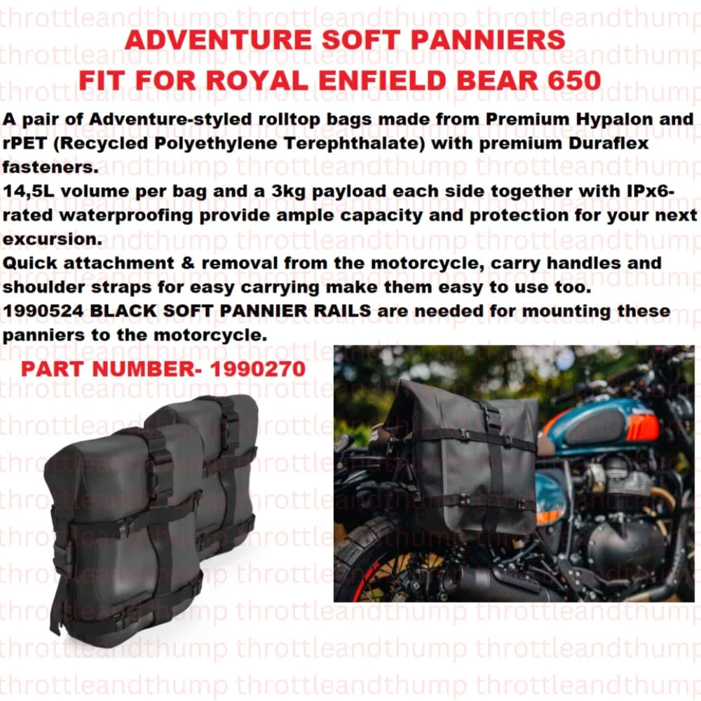 Adventure Soft Panniers fit for Royal Enfield Bear 650