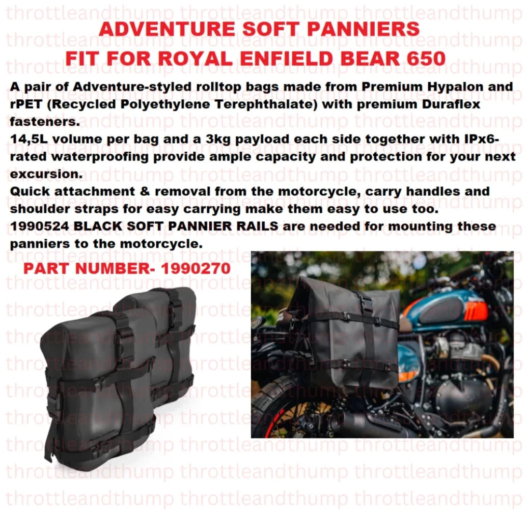 Adventure Soft Panniers fit for Royal Enfield Bear 650