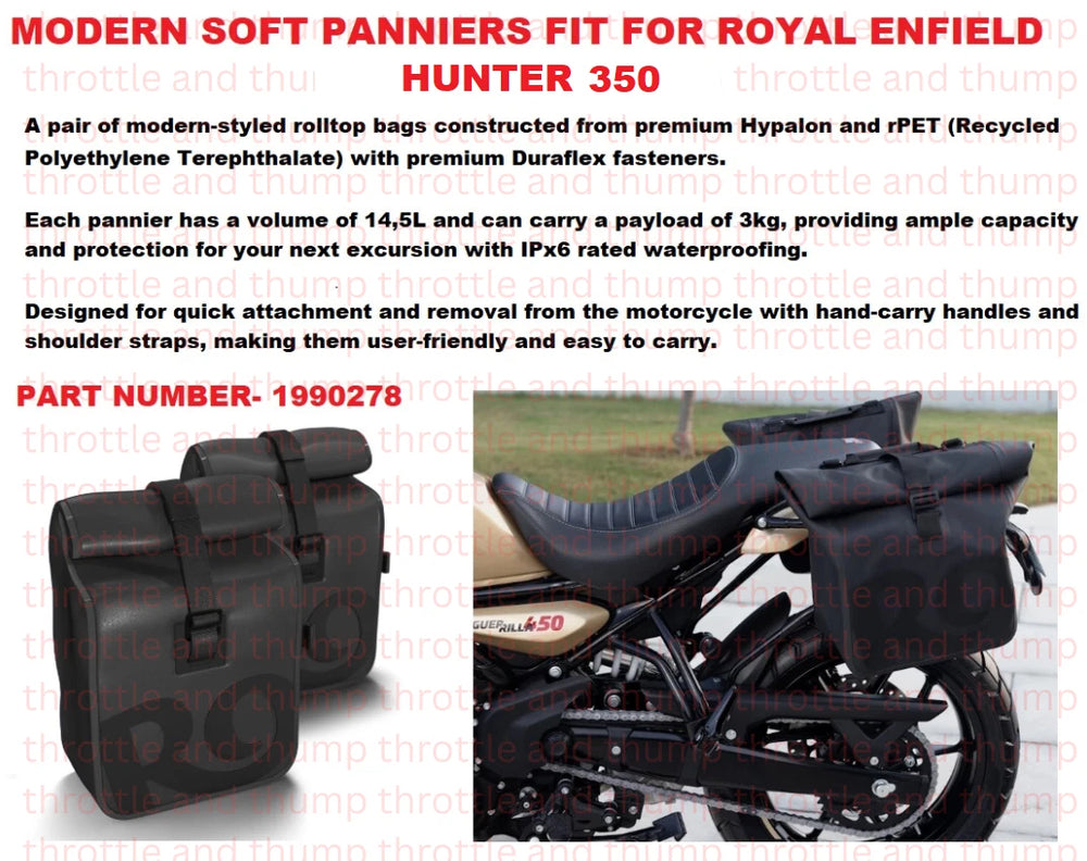 Modern Soft Panniers fit for Royal Enfield Hunter 350