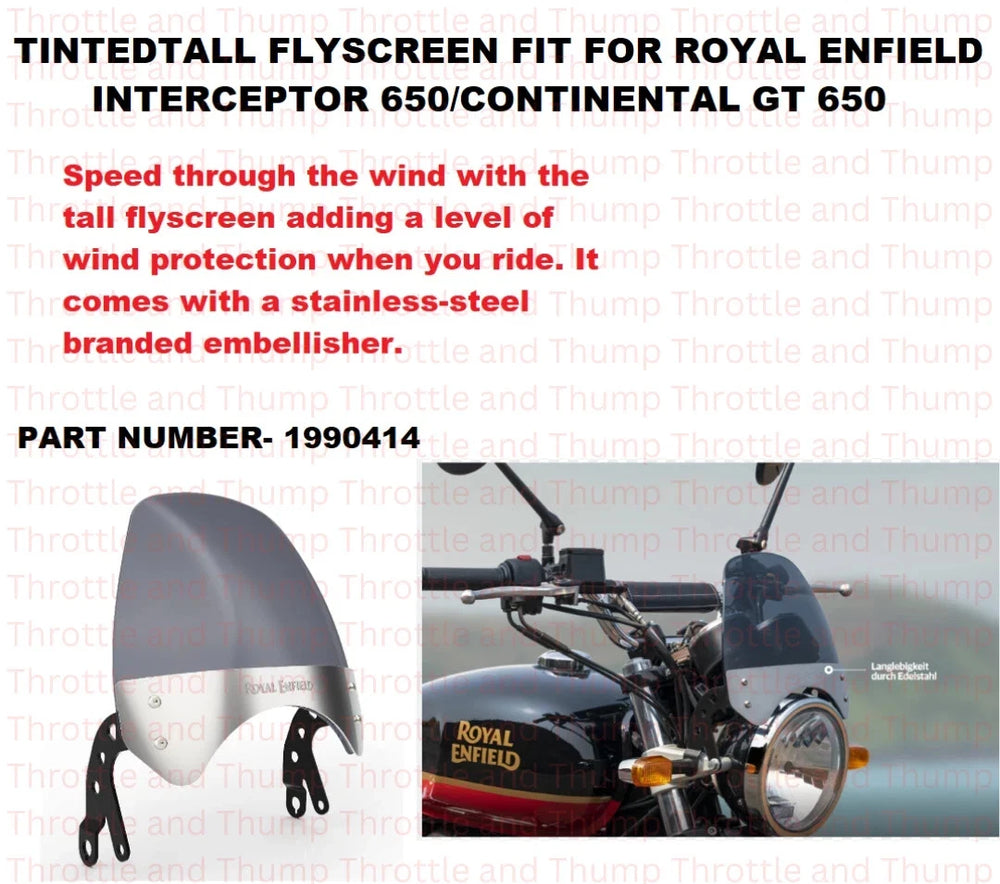Tinted Tall Flyscreen fit for Royal Enfield Interceptor 650