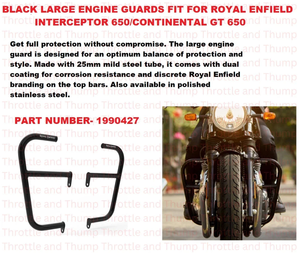 Black Large Engine Guards fit for Royal Enfield Interceptor 650