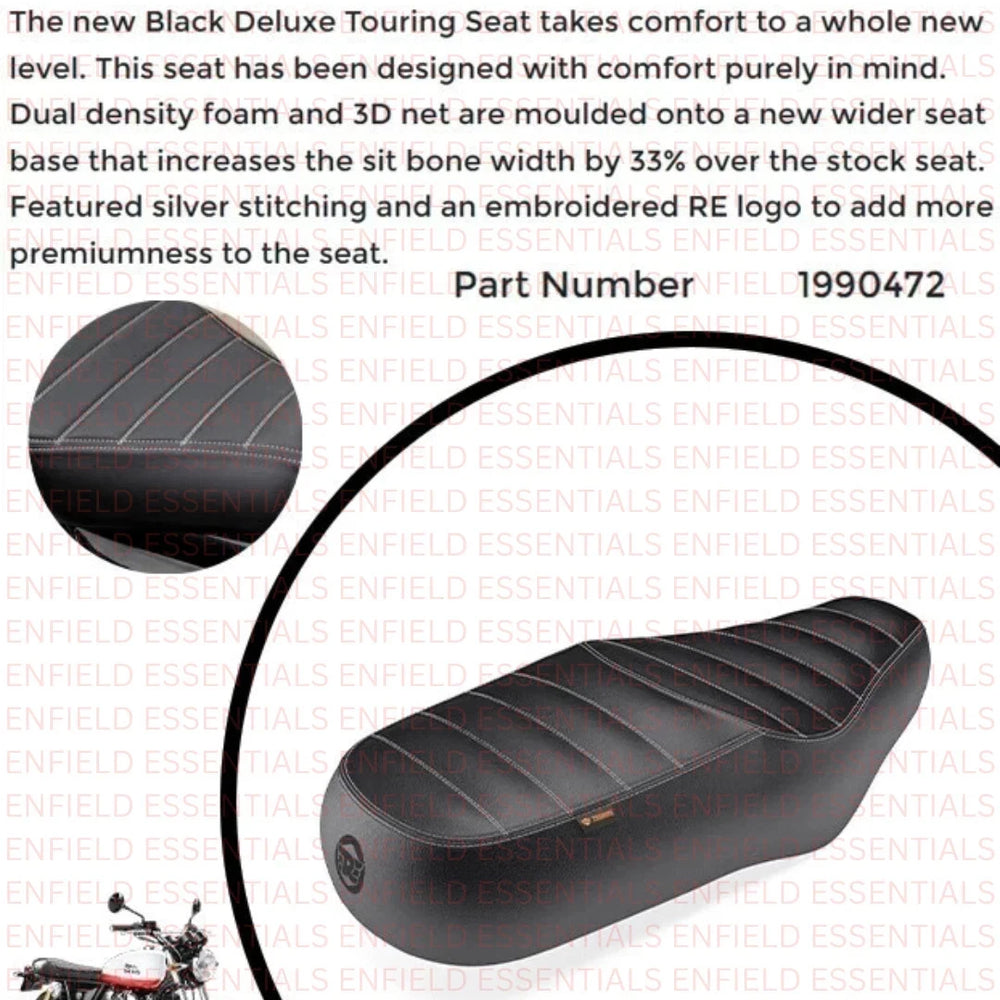 Black Deluxe Touring Dual Seat fit for Royal Enfield Interceptor 650