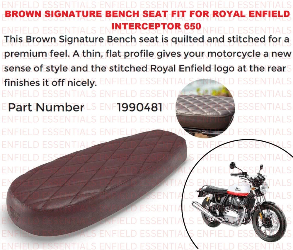 Brown Signature Bench Seat fit for Royal Enfield Interceptor 650