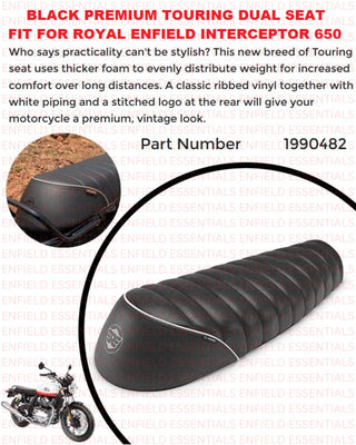 Black Premium Touring Dual Seat fit for Royal Enfield Interceptor 650