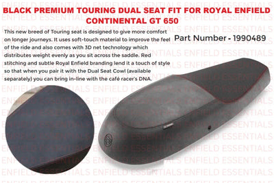 Black Premium Touring Dual Seat fit for Royal Enfield Continental GT 650