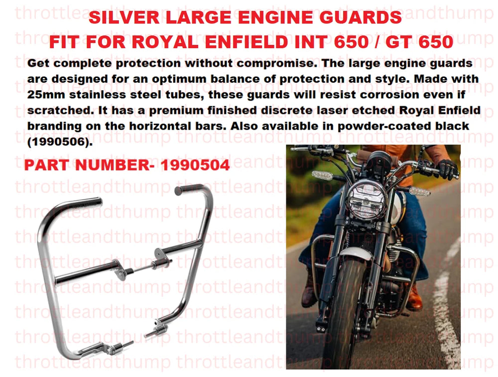 Silver Large Engine Guards fit for Royal Enfield Interceptor 650