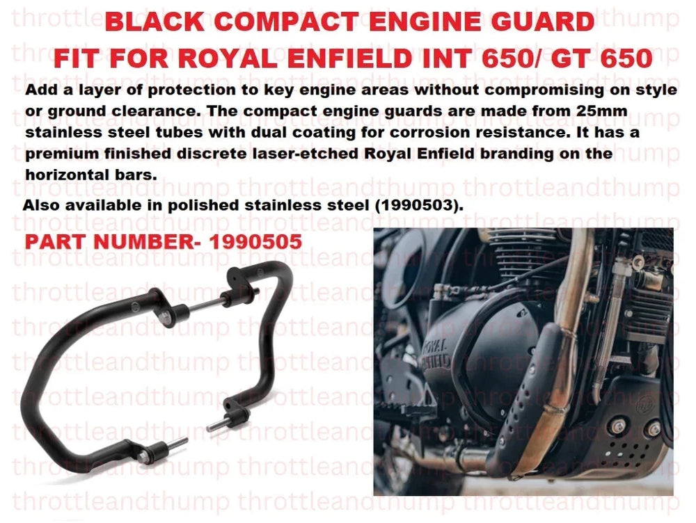 Black Compact Engine Guards fit for Royal Enfield Interceptor 650