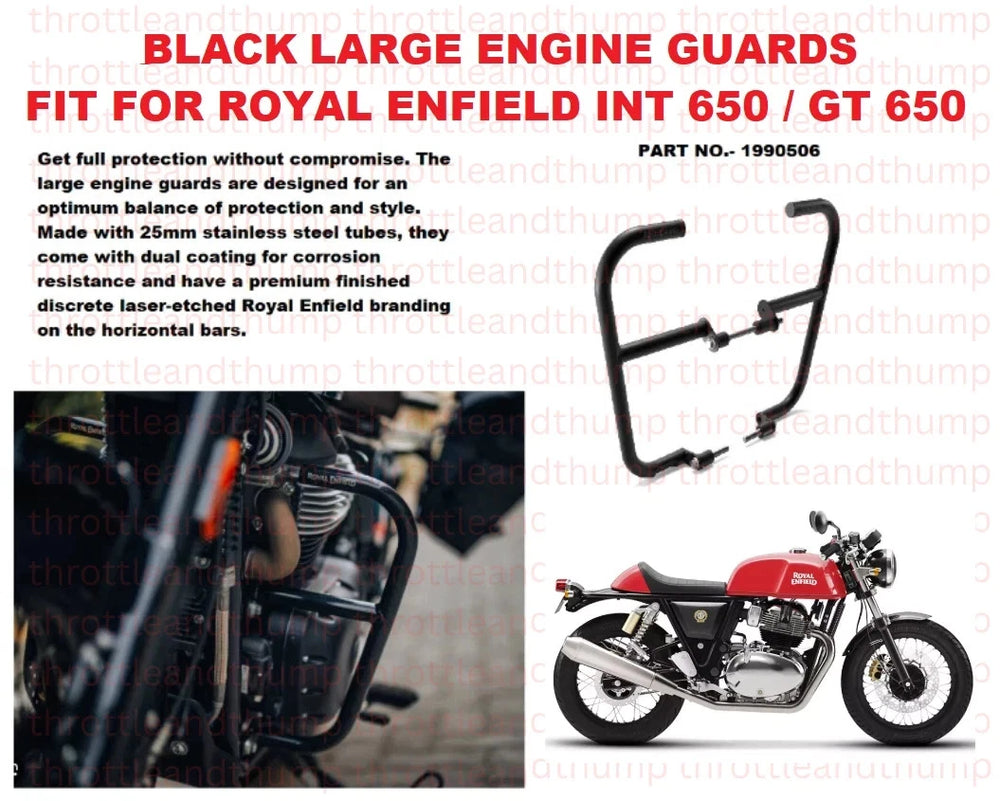 Black Large Engine Guards fit for Royal Enfield Interceptor 650