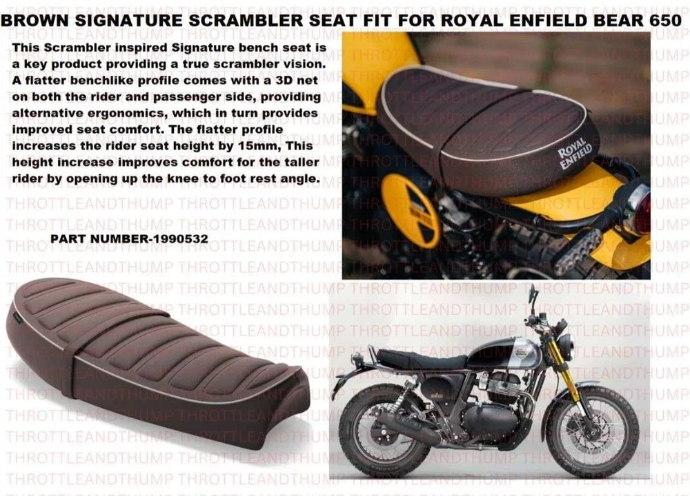 Brown Signature Scrambler Seat fit for Royal Enfield Bear 650