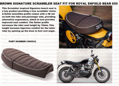 Brown Signature Scrambler Seat fit for Royal Enfield Bear 650