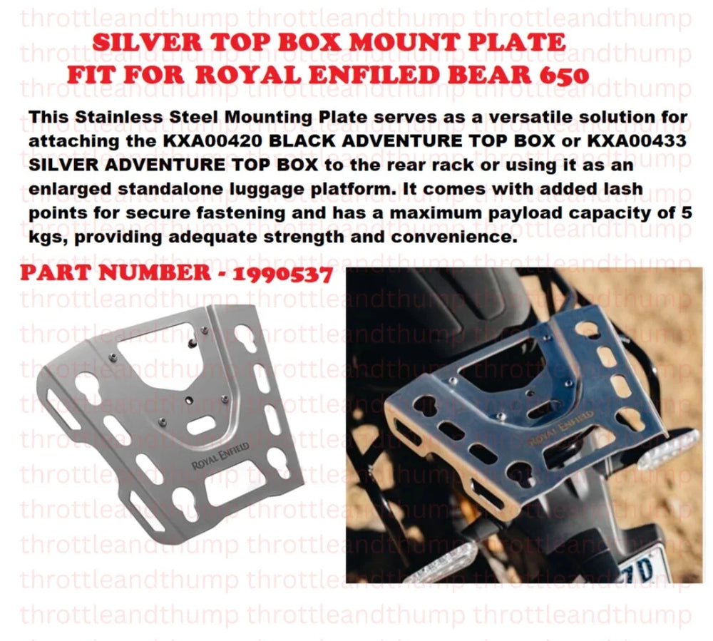 Silver Top Box Mount Plate fit for Royal Enfield Bear 650