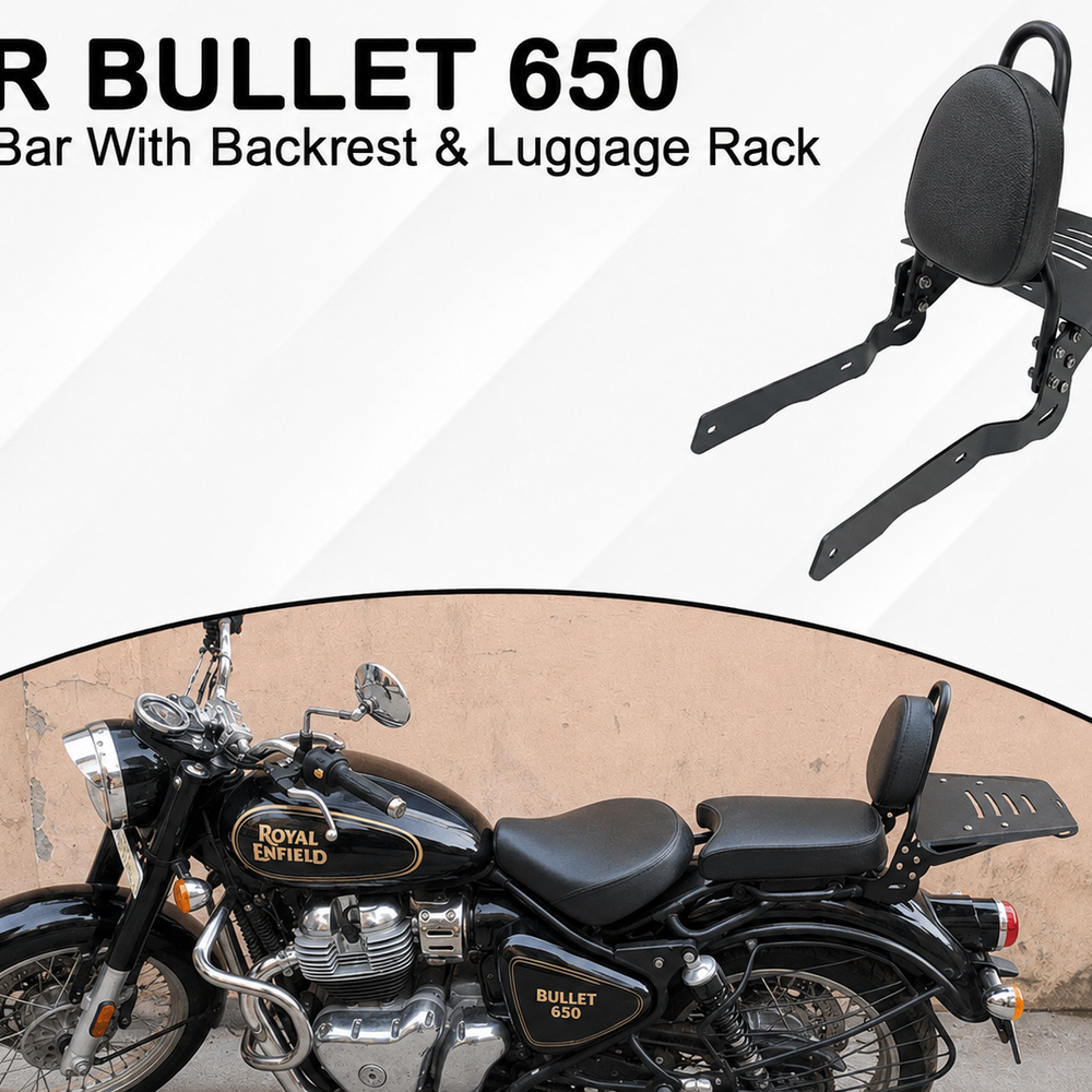 SISSY BAR BACKREST WITH LUGGAGE RACK FIT FOR ROYAL ENFIELD bullet 650