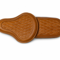 GENUINE LEATHER RIDER AND PILLION SEAT (TAN) FIT FOR ROYAL ENFIELD SHOTGUN 650