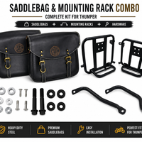 GENUINE LEATHER TOURING PANNIER BAGS (COFFEE BROWN) AND SADDLE STAY FIT FOR ROYAL ENFIELD HUNTER 350