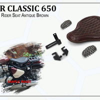 GENUINE LEATHER SOLO RIDER SEAT (ANTIQUE BROWN) FIT FOR ROYAL ENFIELD CLASSIC 650