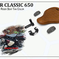 GENUINE LEATHER SOLO RIDER SEAT (TAN) FIT FOR ROYAL ENFIELD CLASSIC 650