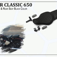 GENUINE LEATHER RIDER AND PILLION SEAT (BLACK) FIT FOR ROYAL ENFIELD CLASSIC 650