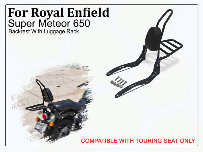 SISSY BACKREST WITH LUGGAGE RACK FIT FOR ROYAL ENFIELD SUPER METEOR 650