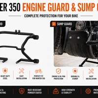 CRASH GUARD WITH SLIDERS GUARD AND SUMP GUARD (BLACK) FIT FOR HUNTER 350