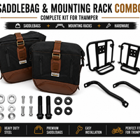 CANVAS PANNIER BAGS (BLACK-BROWN) AND SADDLE STAY FIT FOR ROYAL ENFIELD HUNTER 350