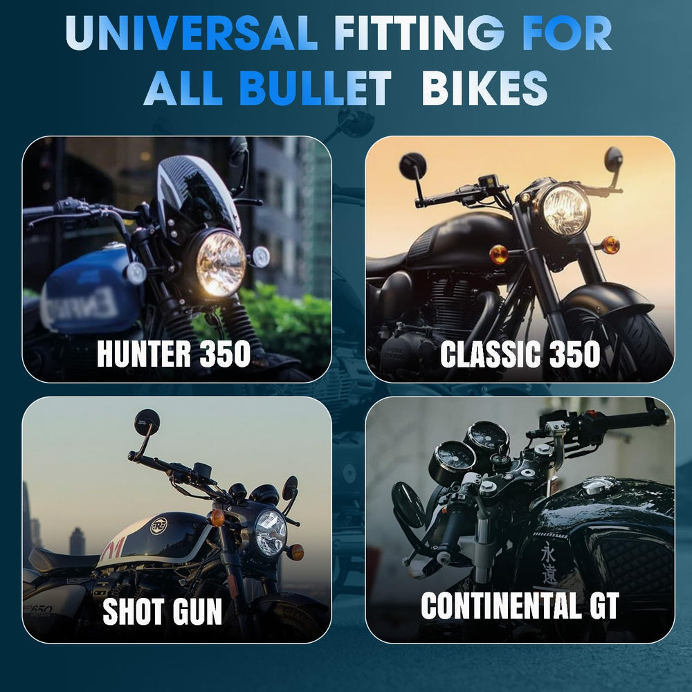 BLACK BAR END MIRROR FIT FOR ROYAL ENFIELD METEOR 350