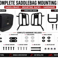 CANVAS PANNIER BAGS (BLACK) AND SADDLE STAY FIT FOR ROYAL ENFIELD METEOR 350