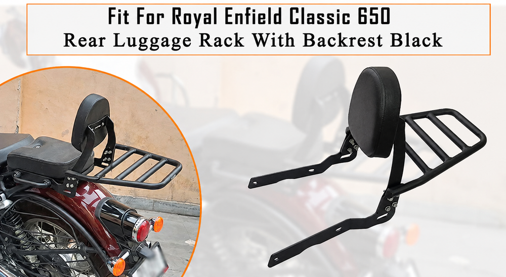 TOURING BACKREST WITH LUGGAGE RACK FIT FOR ROYAL ENFIELD CLASSIC 650