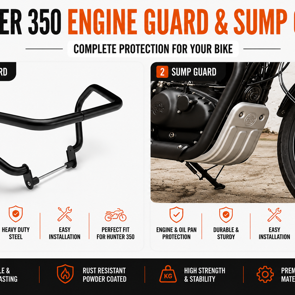 LARGE ENGINE GUARD AND SUMP GUARD (SILVER) FIT FOR HUNTER 350
