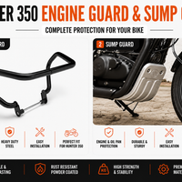 LARGE ENGINE GUARD AND SUMP GUARD (SILVER) FIT FOR HUNTER 350
