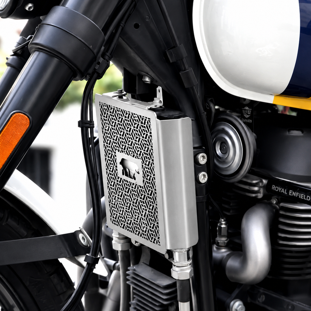 SILVER RADIATOR GUARD SS FIT FOR ROYAL ENFIELD BEAR 650