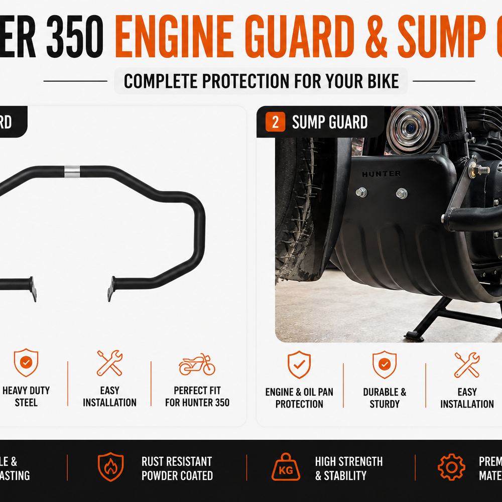 SISSYBAR ENGINE GUARD AND SUMP GUARD (BLACK) FIT FOR HUNTER 350