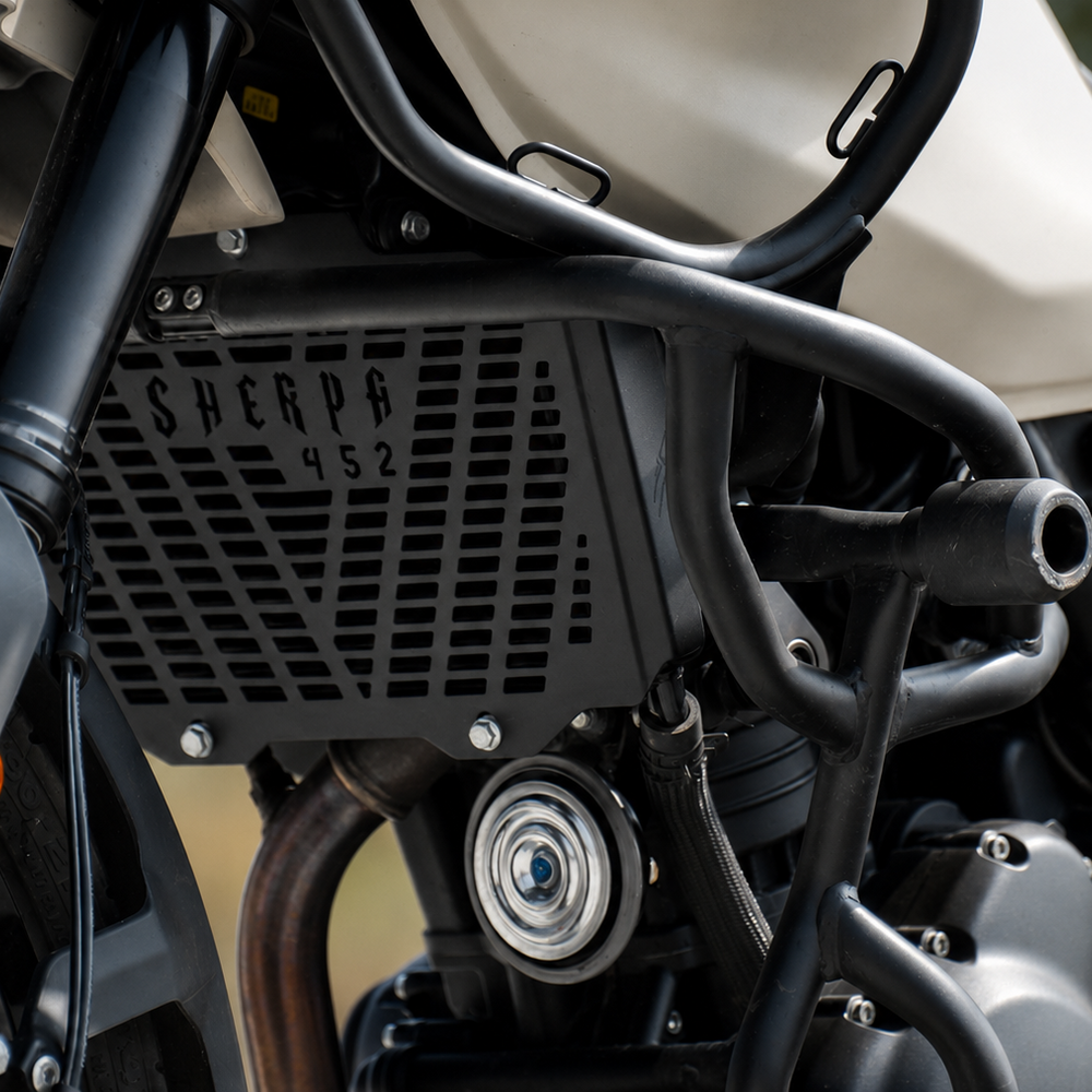 SHERPA RADIATOR GUARD BLACK FIT FOR ROYAL ENFIELD GUERRILLA 450