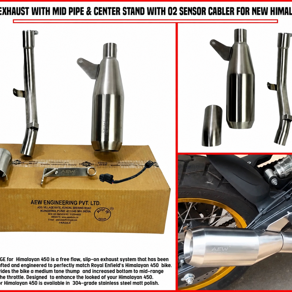 AEW EDGE FREE FLOW EXHAUST AND MID PIPE FIT FOR ROYAL ENFIELD HIMALAYAN 450