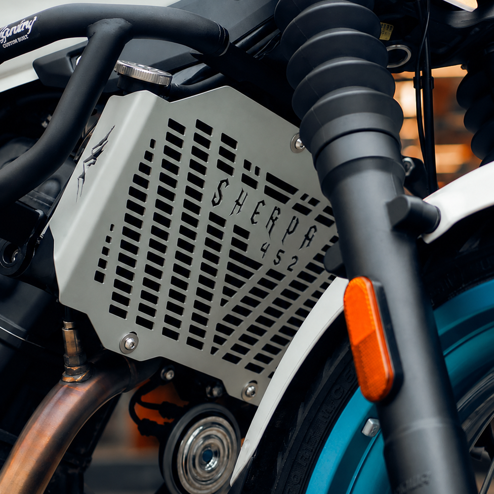 SHERPA RADIATOR GUARD SILVER FIT FOR ROYAL ENFIELD GUERRILLA 450