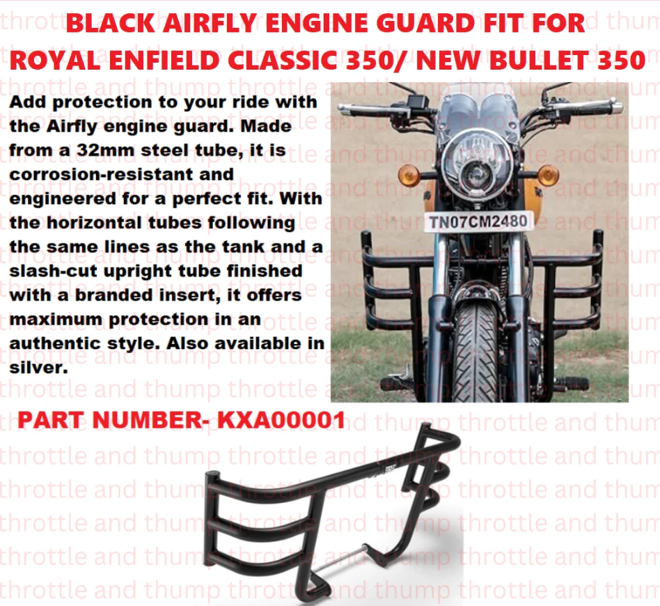 Black Airfly Engine Guard fit for Royal Enfield Bullet 350