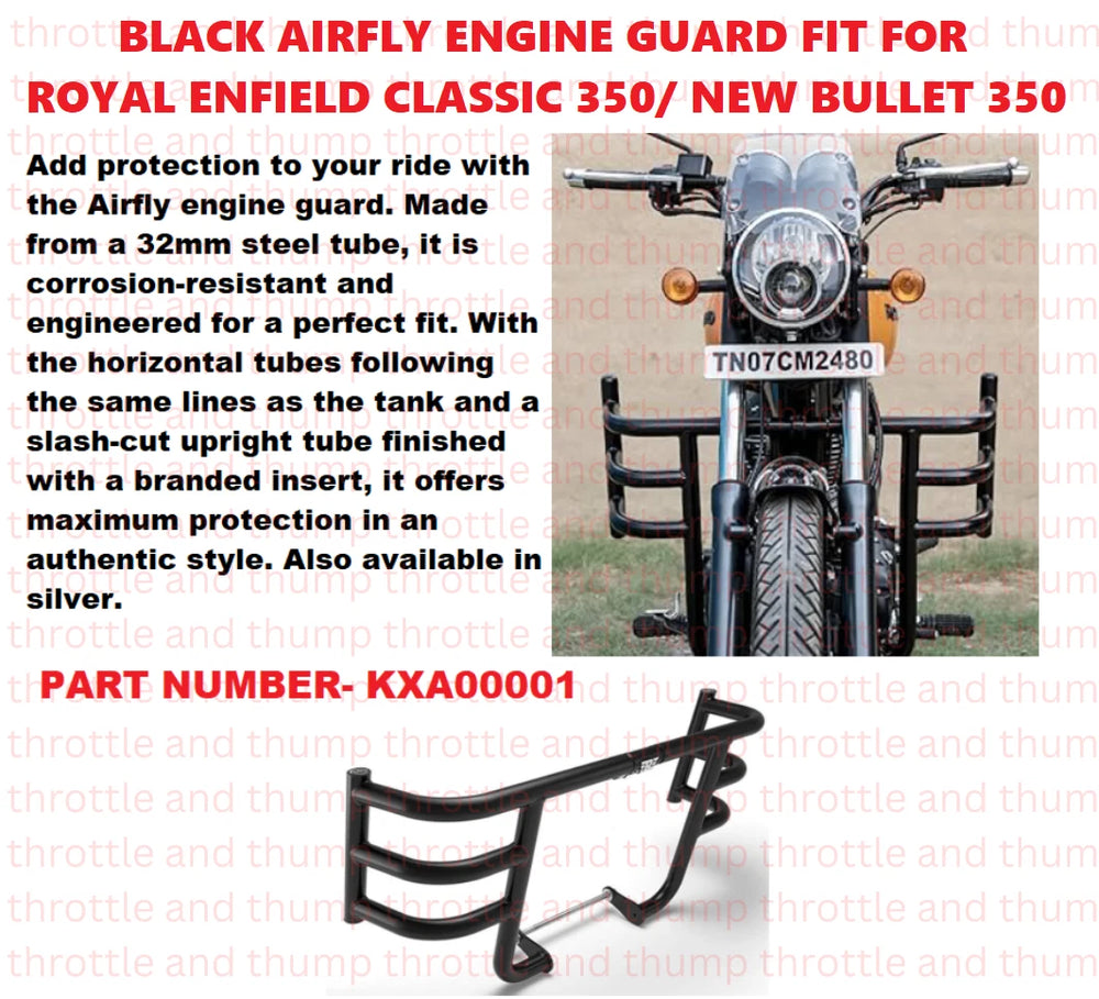 Black Airfly Engine Guard fit for Royal Enfield Classic 350