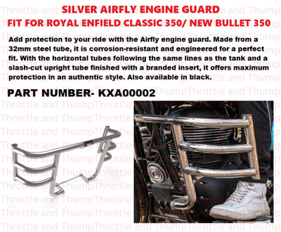 Silver Airfly Engine Guard fit for Royal Enfield Bullet 350