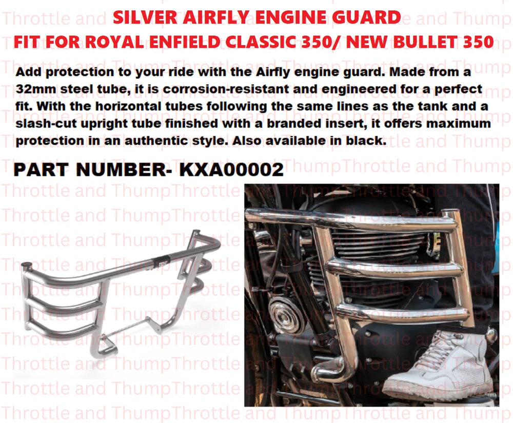 Silver Airfly Engine Guard fit for Royal Enfield Classic 350