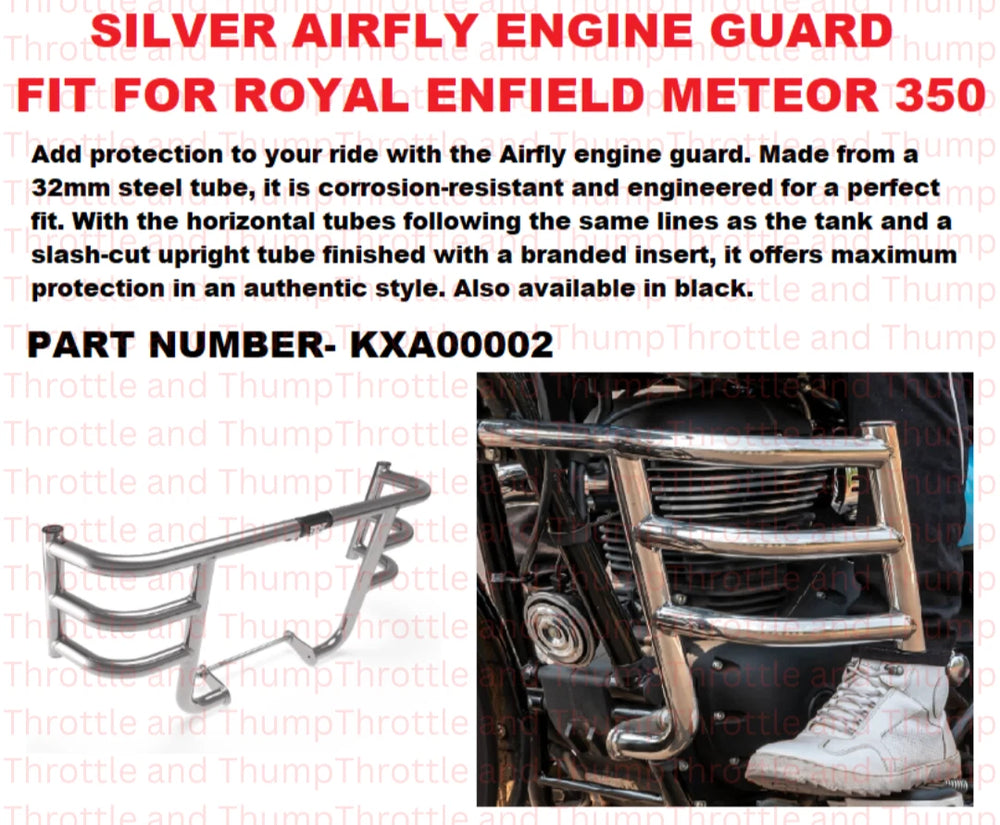 Silver Airfly Engine Guard fit for Royal Enfield Meteor 350