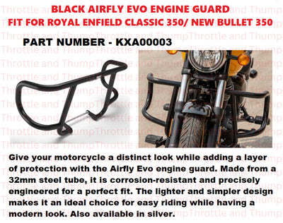 Black Airfly Evo Engine Guard fit for Royal Enfield Bullet 350