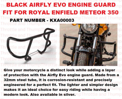 Black Airfly Evo Engine Guard fit for Royal Enfield Meteor 350