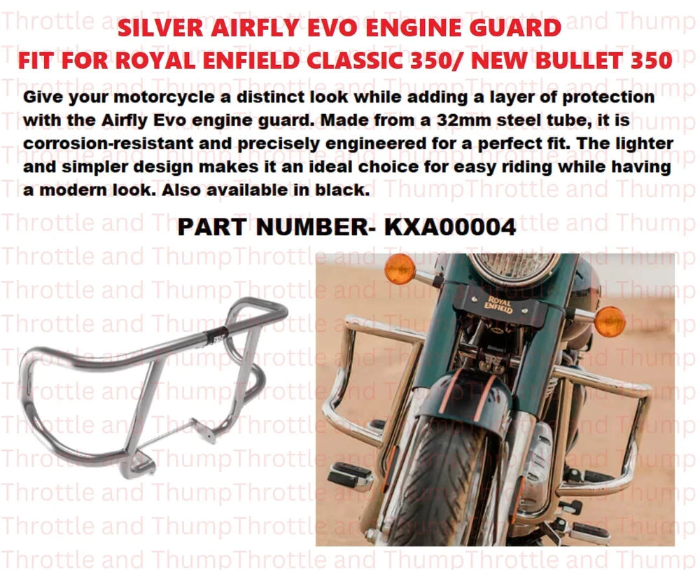 Silver Airfly Evo Engine Guard fit for Royal Enfield Bullet 350
