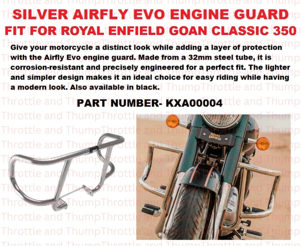 Silver Airfly Evo Engine Guard fit for Royal Enfield Goan Classic 350