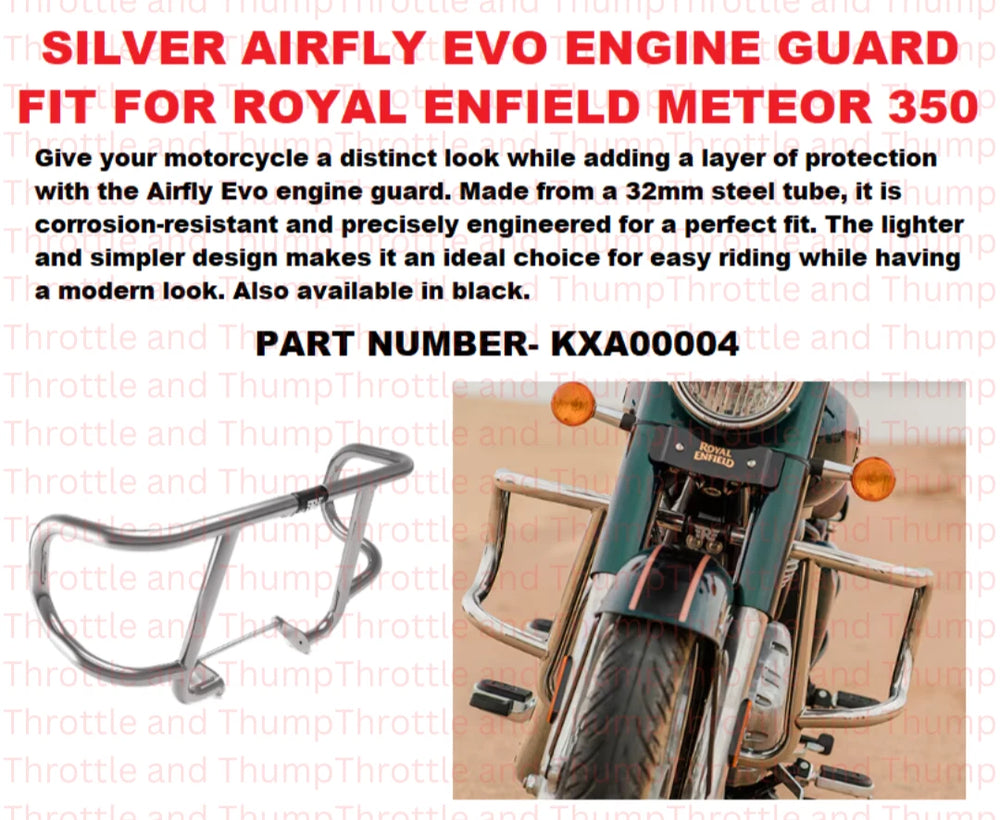 Silver Airfly Evo Engine Guard fit for Royal Enfield Meteor 350