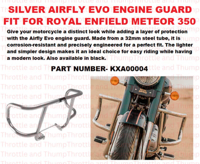 Silver Airfly Evo Engine Guard fit for Royal Enfield Meteor 350