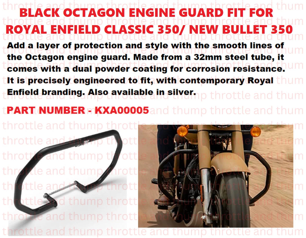 Black Octagon Engine Guard fit for Royal Enfield Bullet 350
