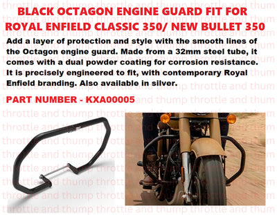 Black Octagon Engine Guard fit for Royal Enfield Bullet 350